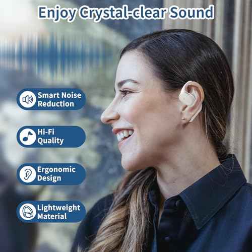 Ai Translation Earbuds Real Time, 150 Language Translator Device, Wireless Bluetooth Earbuds Over The Ear for Travel Business Learning, White, Noise Cancalletion, 28 Hours, Bluetooth 5.4
