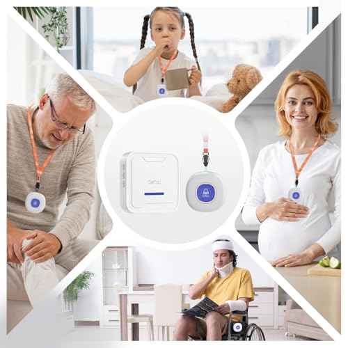 CallToU Wireless Caregiver Pager Call Button, Elderly Monitoring System Call Bell for Home/Personal Attention Pager 600ft Range, 55 Ringtone with 2 Alert Button and 2 Receivers