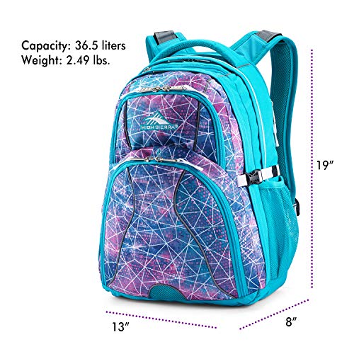 High Sierra Swerve Laptop Backpack, Sequin Facets/Bluebird/White, One Size