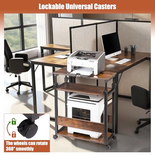 Height Adjustable Computer Tower Stand, Computer & Machine Carts, PC Tower Stand, Printer Stands with Wheels, 24" W x 12" D x 23"-38" H, Holds Up to 132 lbs (Fits Tower Lower Than 19")