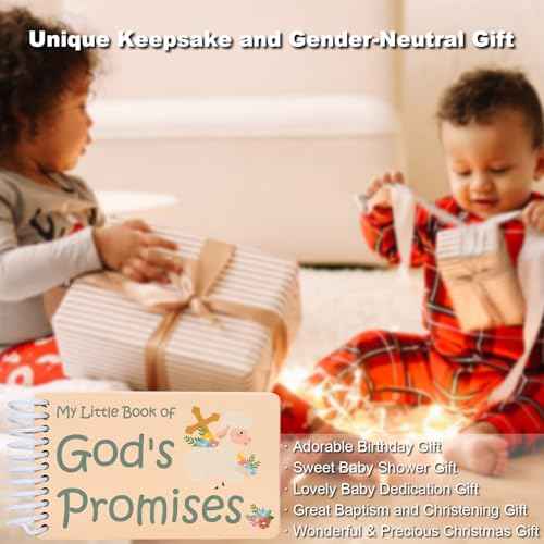 God's Promises Book 5¡¿3¡¿0.5 in - Baptism Gifts Idea for Boys Girls Baby Kid Godson Goddaughter from Godmother, First Birthday Gift Christian Baby Books First Bible Grandson Granddaughter Baby Shower