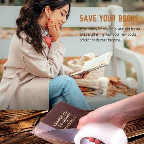 Clear Book Repair Tape - Self Adhesive Stretchable Book Tape, Essential Clear Repair Tape for Reinforcing Protecting, and Covering Mending Books Old Books - 1 Inch Wide x 108 FT Long
