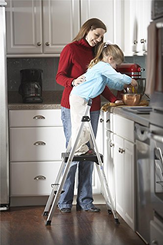 COSCO 2 Step Lite Solutions Folding Step Stool, Aluminum/Black | 2 Step