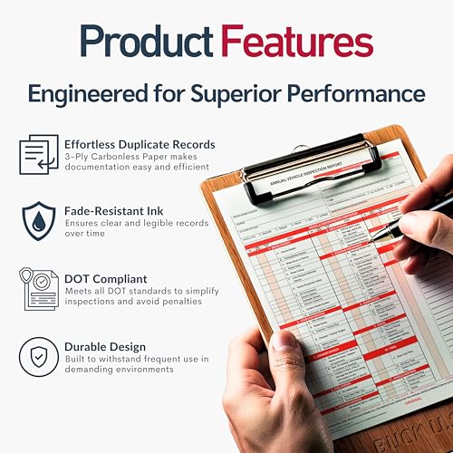 25 Pack AVIR Form with Red Aluminum Label - 3-Ply FMCSA DOT Vehicle Inspection Kit (8.5 x 11.8 inches) Made in USA