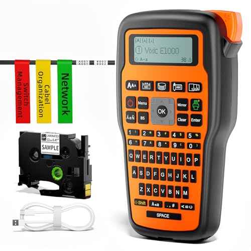 Vixic Industrial Label Maker, Label Maker Machine with-Tape, E1000 Heat Shrink-Labels Maker Waterproof-Labels for Cable Wire Network Office Labeling, Electrician Label Makers Handheld Label Machine