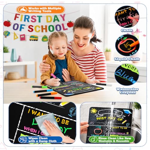 Alinnart Double-Sided First & Last Day of School Sign - 14x11 Inch Reusable Chalkboard Board for Kids - Board Variation