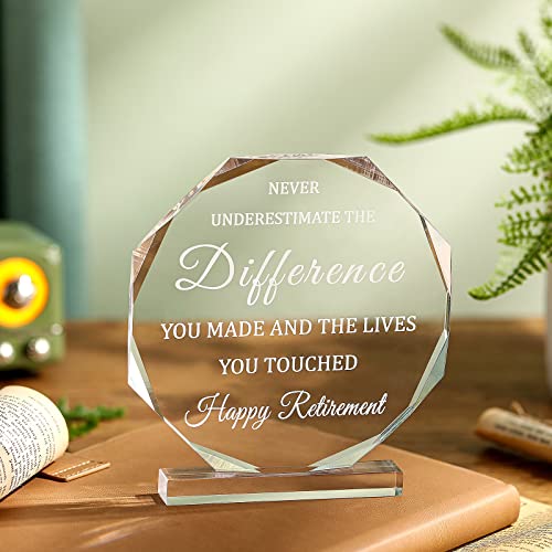Novel Style Happy Retirement Gift Crystal Plaque with Stand - Men & Women