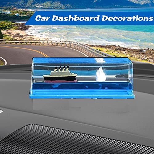 Honsheng Blue Small Unsinkable Titanic Liquid Boat Desk Toy Gift