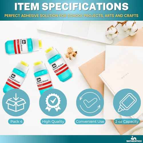 1InTheOffice Envelope Moistener, Envelope Sealer, Letter Moistener, 2 oz., 4 Pack