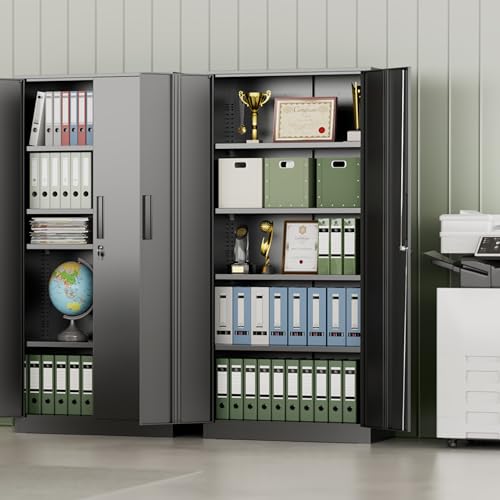 Metal Storage Cabinet with Lock, 72" H Lockable Locking Doors, Steel