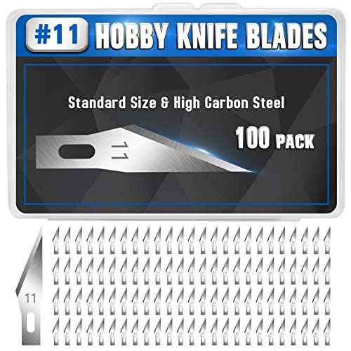 DIYSELF 100 PCS Exacto Knife Blades, SK5 Carbon Steel #11 Exacto Blades Refill Craft Art Knife Replacement Blade with Storage Case for Craft, Hobby, Scrapbooking, Stencil