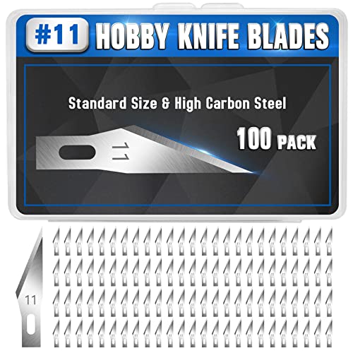 DIYSELF #11 Hobby Knife Blades 100-Pack, SK5 Carbon Steel with Storage Case