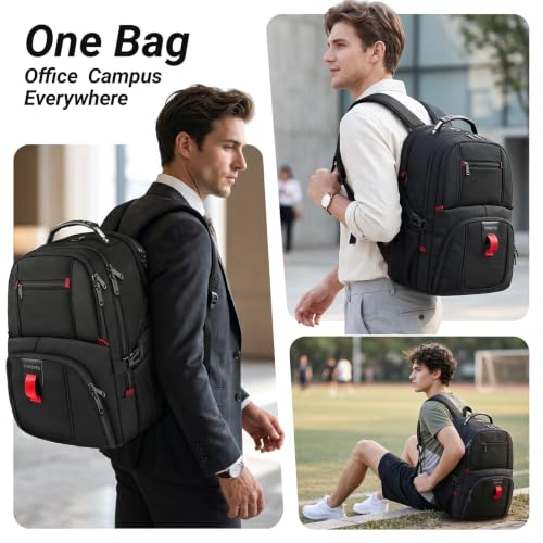YOREPEK 17 Inch Large Laptop Backpack for Men, Heavy Duty Travel Bag, Black