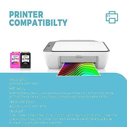 67 Ink Cartridges Black Color Combo Pack - Deskjet 4100 2700 Ink Cartridges (1 Black, 1 Tri-Color, 2 Pack)