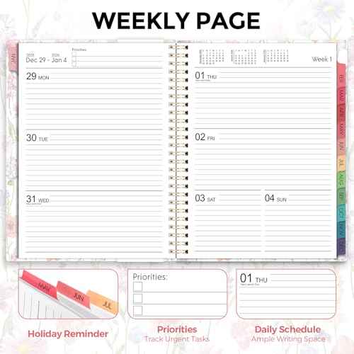 2026 Planner, Weekly and Monthly Planner, 8.5" x 11", January 2026 - December 2026, Agenda Planner with Monthly Tabs, Goal Setting & Time Management Organizer for Women & Men