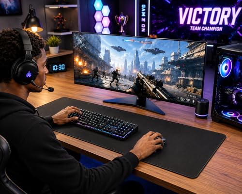 KTRIO Black Stealth XL Gaming Mouse Pad Desk Mat 31.5" x 11.8" Extended