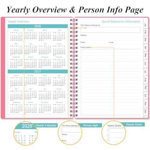 2026 Appointment Book & Planner - Hourly Planner from January 2026 to December 2026, Weekly Appointment Book 2026 with 30-Minute Interval, 6.4" x 8.5", Pink