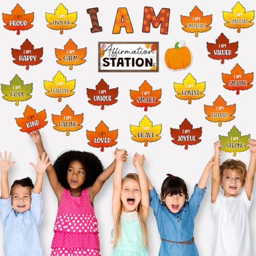 Frienda Fall Leaves Affirmation Bulletin Board Set - 25 Pieces Classroom Decor