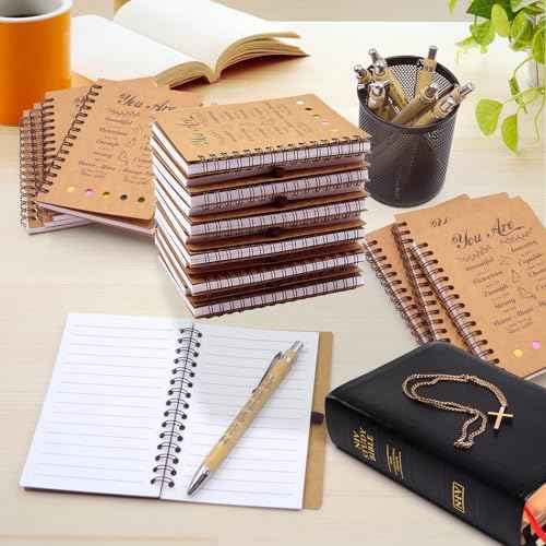 20 PCS Christian Gifts Prayer Journal Set, 10 Bible Verse Pens & Small Spiral Notebook, Bulk Church Notes Notebook Supplies - Faith Based Gifts for Women, Christian Stuff