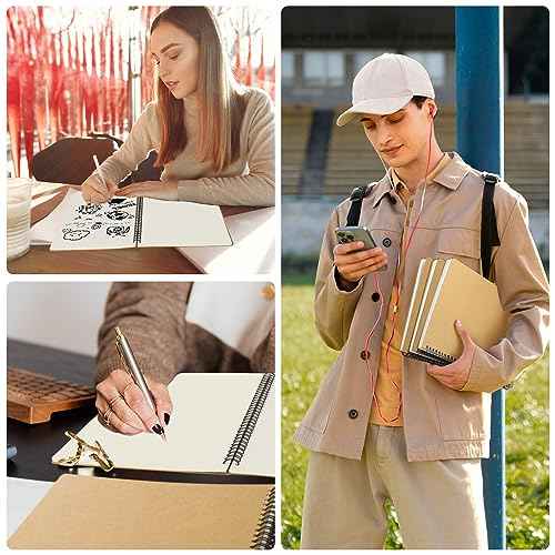 EUSOAR Spiral Journaling Notebooks, A4 6 Packs 8.5"x 11" 120 Pages Hardcover Spiral Blank Notebook, Blank Journal Unlined Notebooks Bulk for Student Office School Diary Drawing Writing-Brown