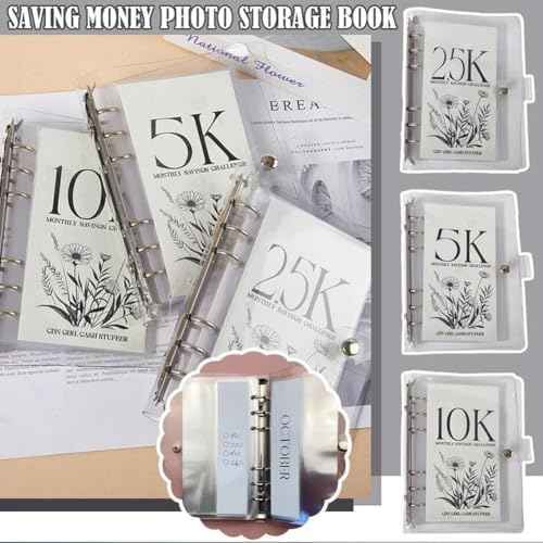12-Month 200 Envelopes Money Saving Challenge Binder, 10k Dollars Money Saving Challenge Book, Loose Leaf Savings Book Challenge Envelope Savings Book (10K)
