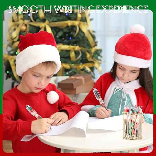 Tenceur 100 Pcs Christmas Pens Christmas Novelty Pens Bulk Xmas Ballpoint Pen Rollerball Pen Xmas Gift for School Office Home Supplies(Cute Colors,Cartoon Figure)