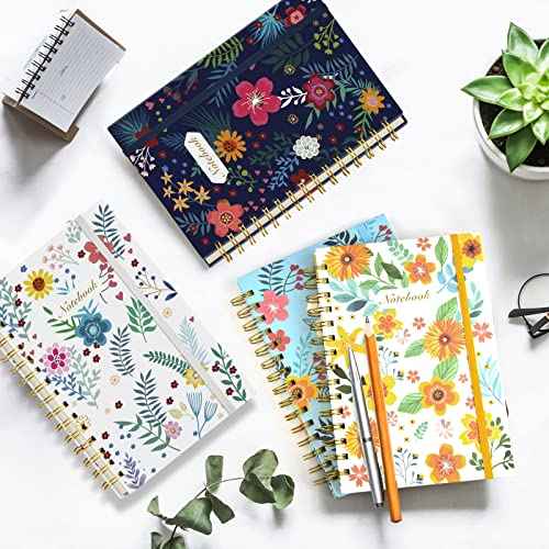 Coopay 8 Pack A5 Spiral Notebook Journal for Women, College Ruled Composition Notebooks Hardcover Spiral Journal, Cute Blooming Floral, Office School Business Supplies, 8.3" x 5.5", 160 Page