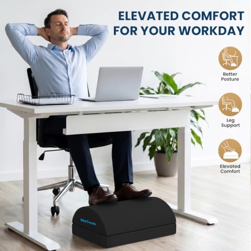 Black Adjustable Foot Rest Under Desk for Office Comfort - BlissTrends