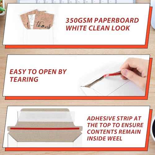 party greeting 200 Pcs 6.5 x 4.5 Rigid Mailers with Self Seal Envelopes Stay Flat Photo Mailers Sports Cards Rigid Envelopes for Postcard CD Comic Book Card Shipping Protector