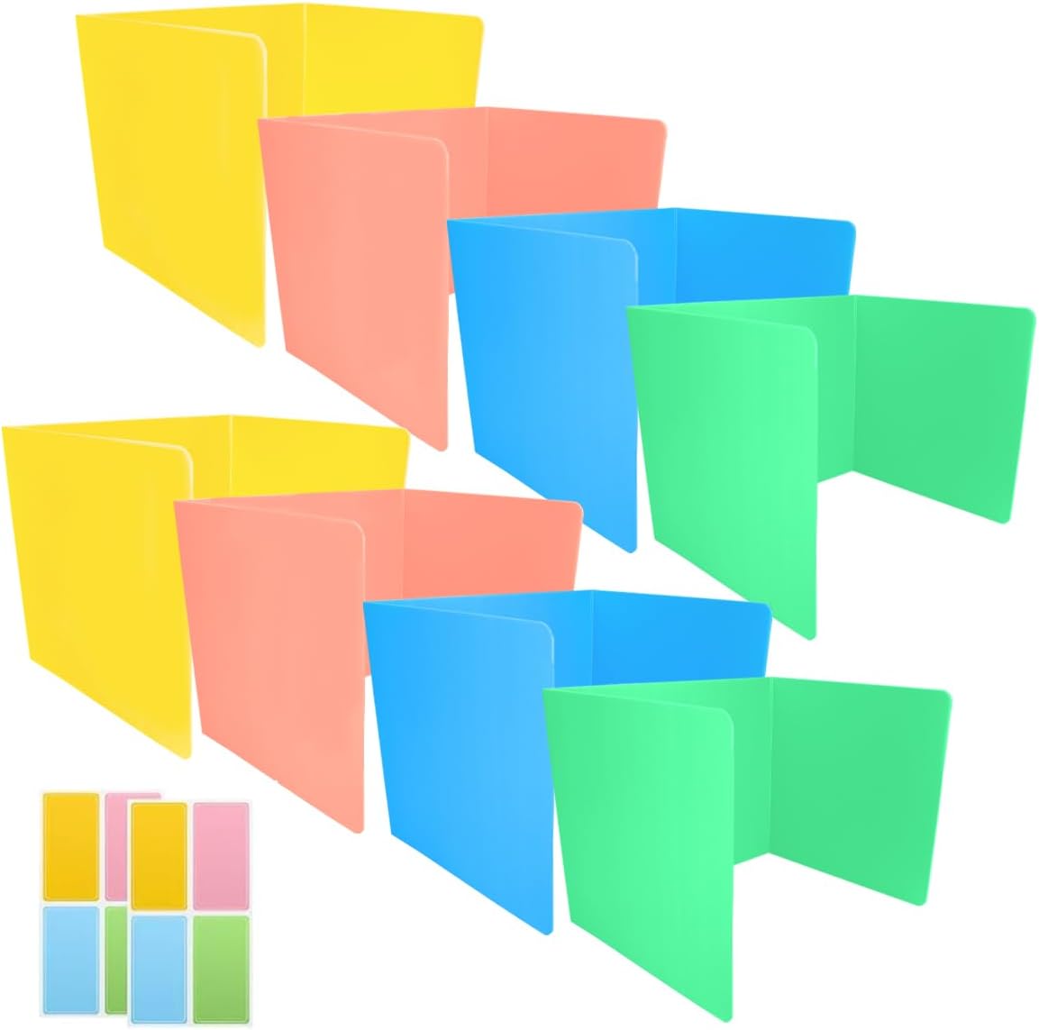 Skiennix Desk Dividers - Durable Plastic Erasable Privacy Panels | 8-Pack Pastel Colors for Classroom Use
