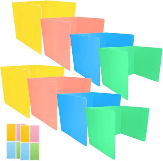 Skiennix Desk Dividers - Durable Plastic Erasable Privacy Panels | 8-Pack Pastel Colors for Classroom Use