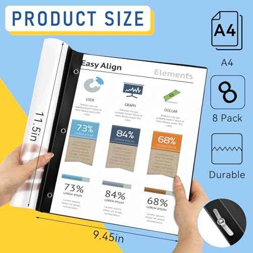 8 Pack Report Covers, COIDEA Report Covers with 3-Prong Fasteners, Presentation Folders for A4 and Letter Size Paper, Clear Front Report Covers Binder Bulk for School Business, 100 Sheet Capacity