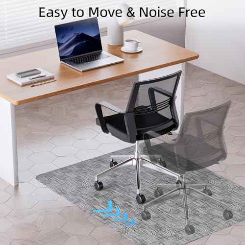Yecaye Office Chair Mat for Hardwood Floor,35" x 47" Under Computer Desk Floor Protects for Rolling Chair,Non Slip PVC Woven Gaming Chair Mat,Not for Carpet (Lightgrey, 35" x 47")