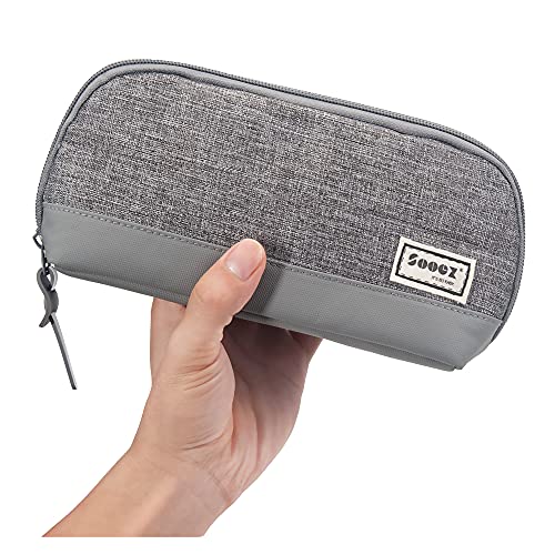 Sooez Grey Wide-Opening Pencil Pen Case - Lightweight Spacious Organizer