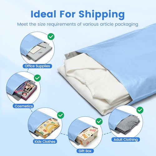 Metronic Light Blue 10x13 Poly Mailers 50 Pack Self Seal Waterproof Shipping Bags for Clothes
