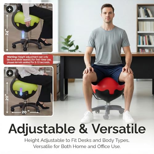 Aeromat Elite Yoga Ball Chair Green – Adjustable Height, 250 lb Capacity