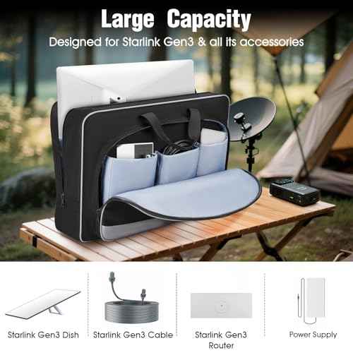 Bosynoy Carrying Case Compatible with Starlink Gen 3, Case Compatible with Starlink Satellite Dishes Gen 3 Accessories, Waterproof Bag with Inner Pocket, Shockproof Travel Bag for Camping and RV