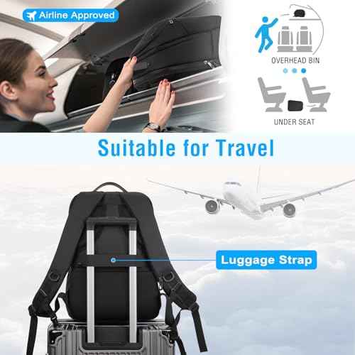 MOSISO 15.6-16 inch Waterproof Laptop Backpack with USB Charging Port & Front Wet & Dry Pocket, Business Commute Backpack, 16 inch Laptop Bag Casual Daypack for College Work Business, Black