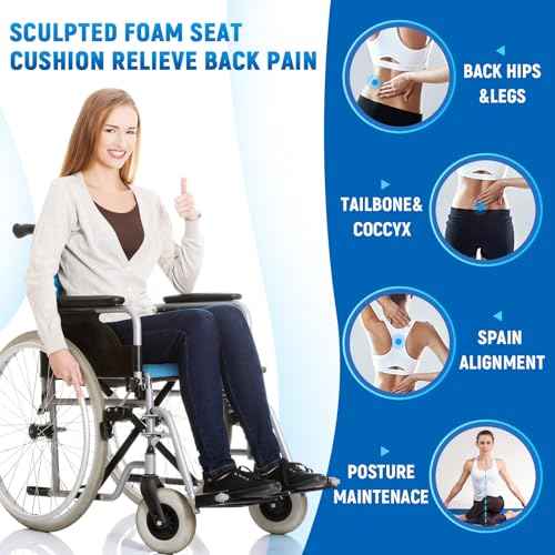 Geiserailie 2 Pcs 32 x 18 x 3 Inches Egg Foam Pad Wheelchair Seat Cushion Backrest to Relieve Back Egg Foam Cushions Wheelchair Accessories for Office Chairs Wheelchair Recliner Back Chair