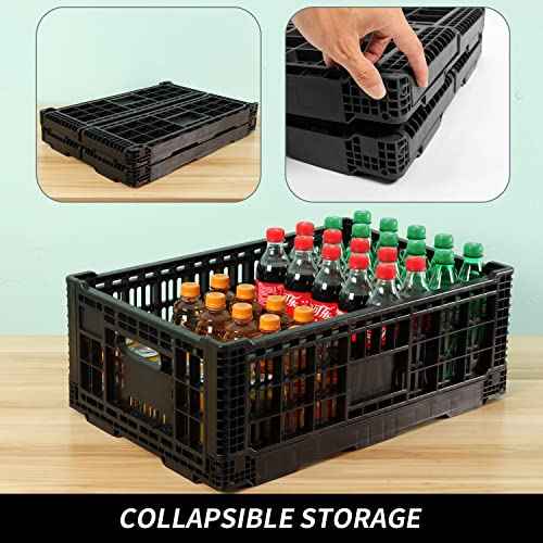 Collapsible Storage Bin Containe£¬52 Liter Transferheavy duty plastic storage box ,milk crates heavy duty Transit storage of various items black (1)