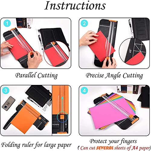 Evteck Black A4 Paper Cutter Slider Trimmer for Cardstock Photos Vinyl