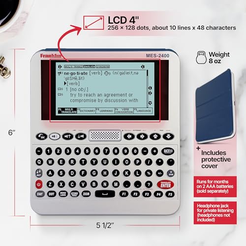 Franklin MES-2400 Blue Digital Talking Dictionary & Translator - Multi-Language Phrase Book