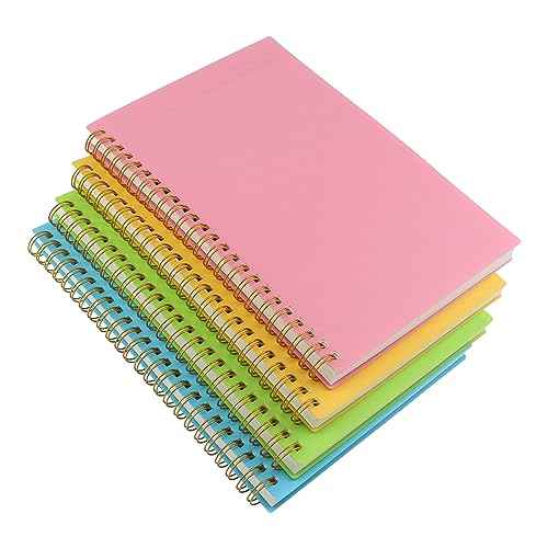 Spiral Notebook Journal,5.5" x 8.5" Plastic Hardcover College Ruled Notebook with 4 Colors,80 Sheets / 160 Pages Per Journal for Work,Study and Notes (light green,light blue,yellow,pink).