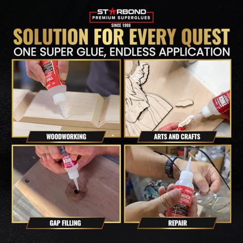 Starbond Thick 2 oz Super Glue Pro Kit – Gap-Filling CA Adhesive with Clog-Resistant Cap, Microtips & Extra Nozzle