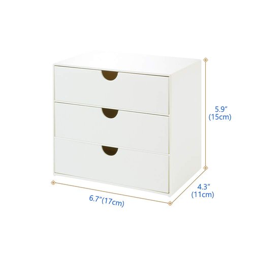 Lunmore 3-Drawer Vanity Organizer, Compact Storage Organization Drawers Set for Cosmetics, Dental Supplies, Bathroom, Dorm, Desk, Countertop, Office Mini Size