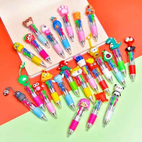 24Pcs Mini Multicolor Pens in One 4-in-1, Cute Pens Bulk for Party Favors and Birthdays, Delightful Ballpoint Pen Back To School Gifts Classroom Student Prizes