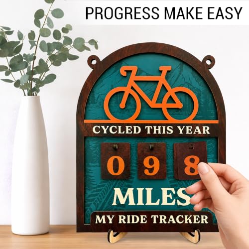 Miles Cycled This Year Tracker Sign - Cycling Gift (HDKY) Cycled Variant