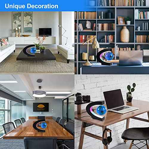 Flagest Magnetic Levitation Floating Globe, Levitating C Shape Globe with LED Lights for Education Home Office Desk Bookshelf Decor, Holiday Anniversary Creative Gift(3.3 Inches)