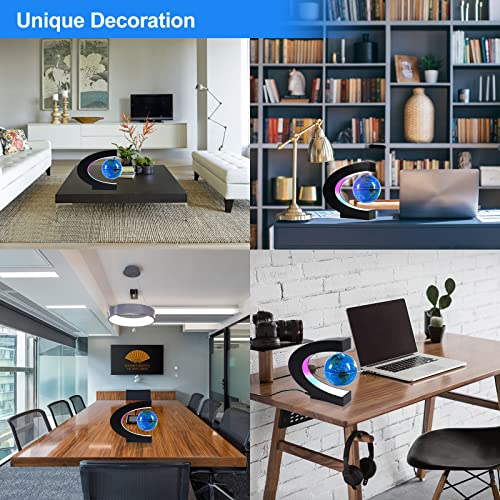 Flagest Blue Magnetic Levitation Floating Globe with LED Lights - 3.3 Inch Desktop Globe for Home & Office Decor
