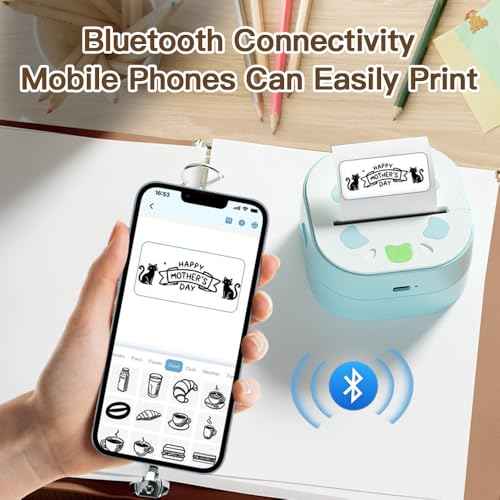Mini Sticker Printer, Portable Thermal Photo Printers with 3 Rolls Stickers Paper, Bluetooth PrintPods Inkless Pocket Printers for Phone, Impresora Port?til for Journal, DIY Notes, Kids Gift